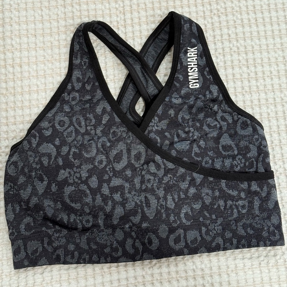 Gymshark Charcoal Leopard Sports Bra